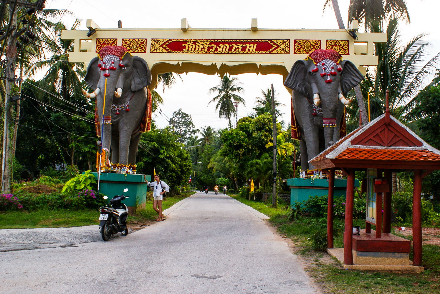 Слоны деревенских ворот Elefant gate прекрасны и с нарисованными глазами